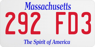 MA license plate 292FD3