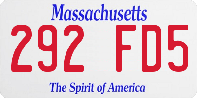 MA license plate 292FD5