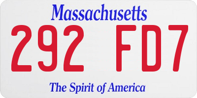 MA license plate 292FD7