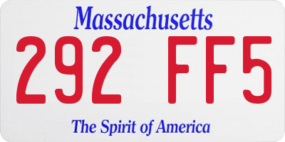 MA license plate 292FF5