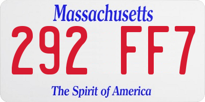 MA license plate 292FF7