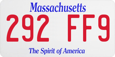 MA license plate 292FF9