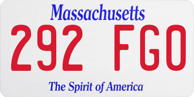 MA license plate 292FG0