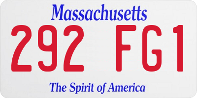 MA license plate 292FG1