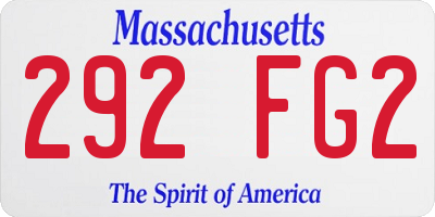 MA license plate 292FG2