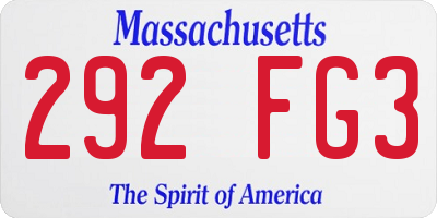 MA license plate 292FG3