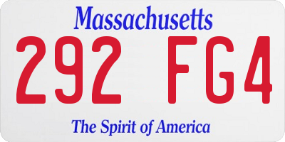 MA license plate 292FG4