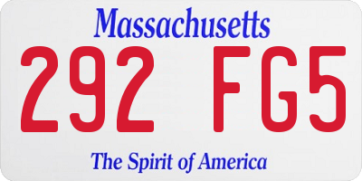 MA license plate 292FG5