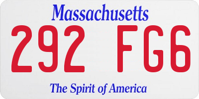 MA license plate 292FG6
