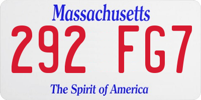 MA license plate 292FG7