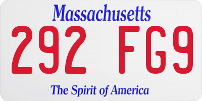 MA license plate 292FG9