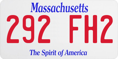MA license plate 292FH2