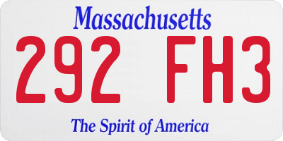MA license plate 292FH3