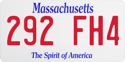 MA license plate 292FH4