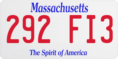 MA license plate 292FI3