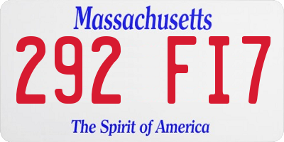 MA license plate 292FI7