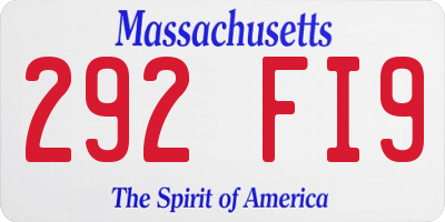 MA license plate 292FI9