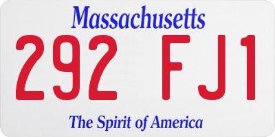 MA license plate 292FJ1