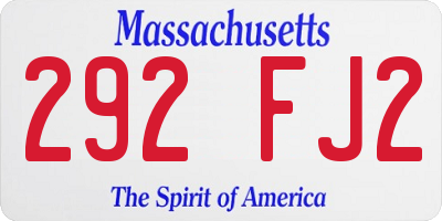 MA license plate 292FJ2