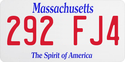 MA license plate 292FJ4