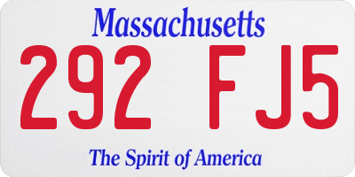 MA license plate 292FJ5