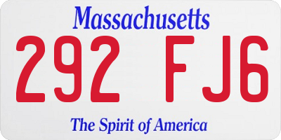 MA license plate 292FJ6