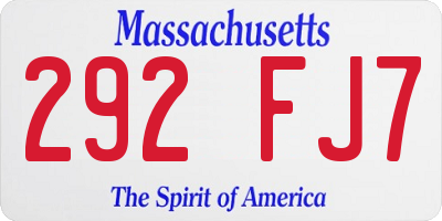 MA license plate 292FJ7