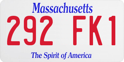 MA license plate 292FK1