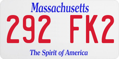 MA license plate 292FK2
