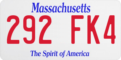 MA license plate 292FK4
