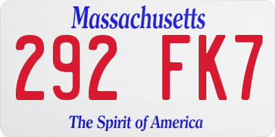 MA license plate 292FK7
