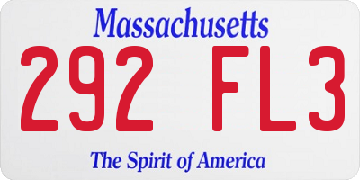 MA license plate 292FL3
