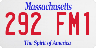 MA license plate 292FM1