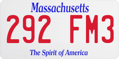 MA license plate 292FM3