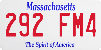 MA license plate 292FM4