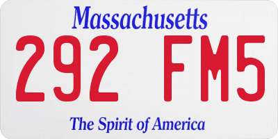 MA license plate 292FM5