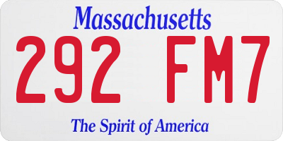 MA license plate 292FM7