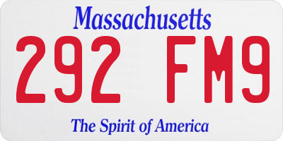 MA license plate 292FM9
