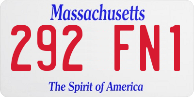 MA license plate 292FN1