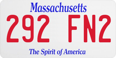 MA license plate 292FN2