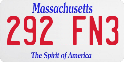 MA license plate 292FN3