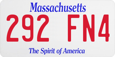 MA license plate 292FN4