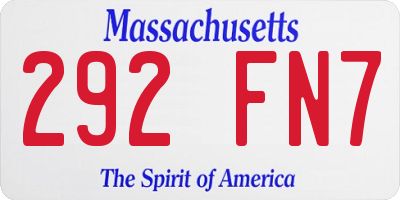 MA license plate 292FN7