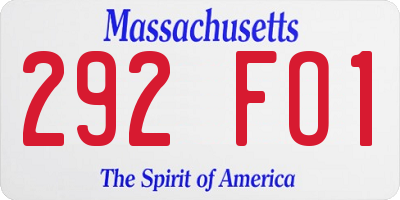 MA license plate 292FO1