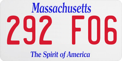 MA license plate 292FO6