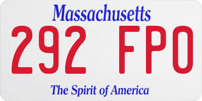 MA license plate 292FP0