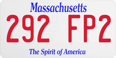 MA license plate 292FP2