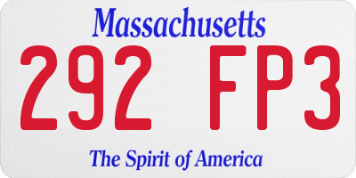 MA license plate 292FP3