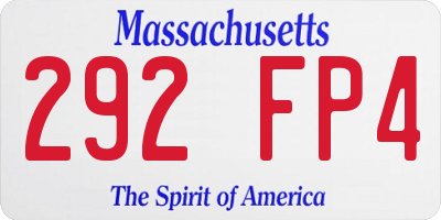 MA license plate 292FP4