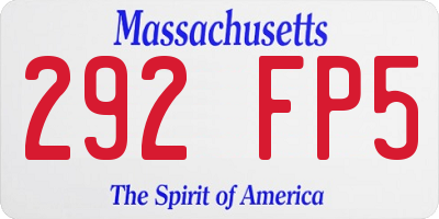 MA license plate 292FP5